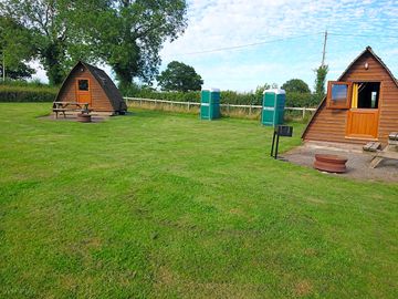 Each pod has its own portable toilet
