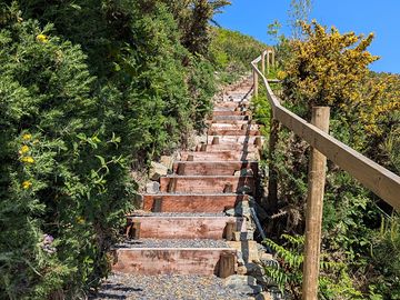 Steps leading to the private hillside site