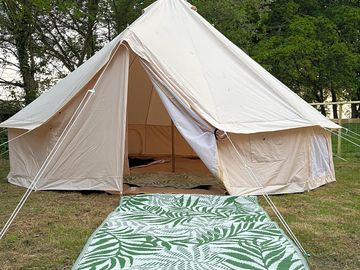 Looking into the tent