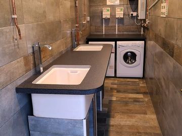 Dish washing up area and laundry room
