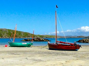 Yachts at valtos beach, uig, isle of lewis