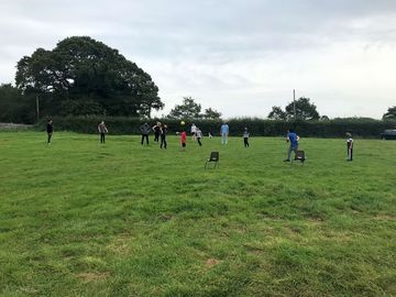 Football match among the guests