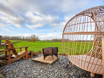 Private outdoor area with views of the fields