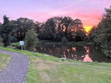 Sunset over oak lake