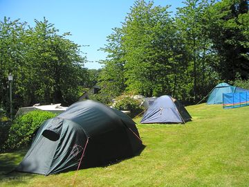 Camping area facing the mountains