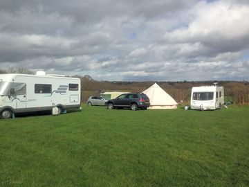 Grass pitches suitable for all units types, large tents included