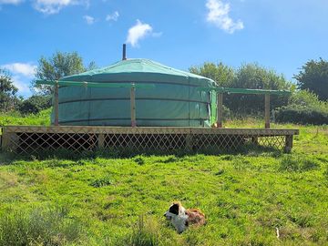 The exterior of the yurt