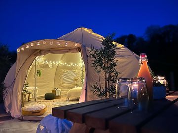 Bell tent at night