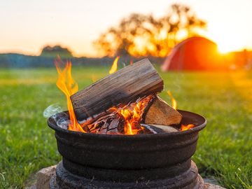Campfire as the sun goes down