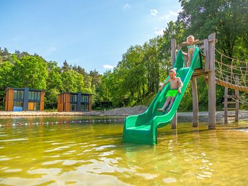 Water play area in the swimming lake