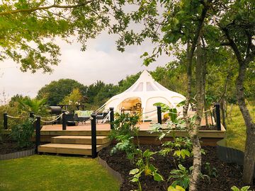 Bell tent in the orchard