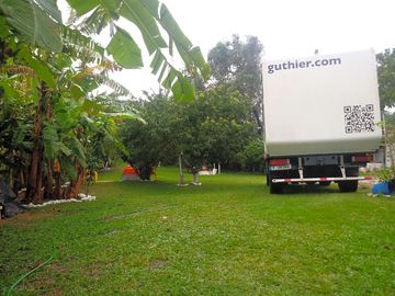 Pitches among the greenery