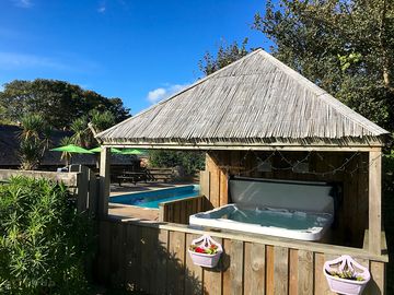 Shared communal outdoor pool and hot tub