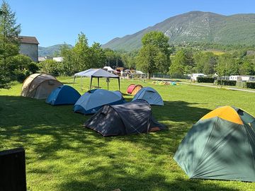Tent pitches with mountain views