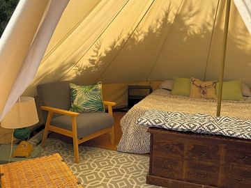 Well-furnished bell tent