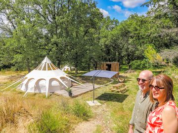 Outside the tent