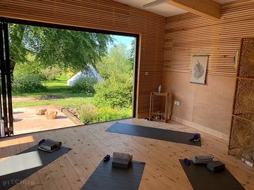 Yoga room with view of the garden