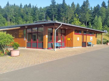 Toilet and shower block