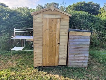Compost toilet, washing up area