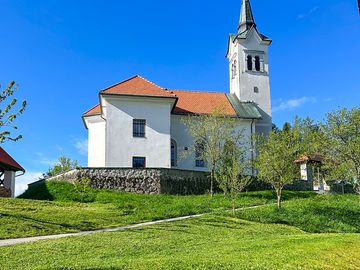 Pitches in front of the church