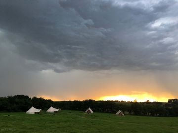 Sunset over the field