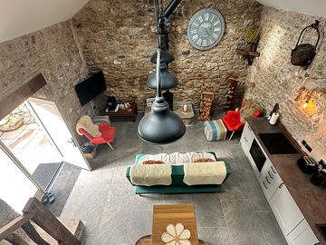Living area and kitchen