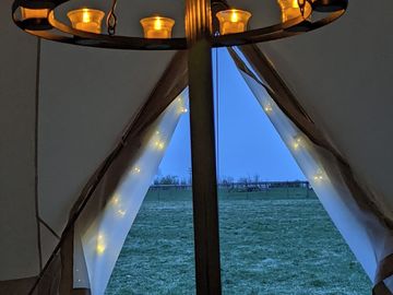 Bell tent at night