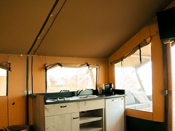 Safari tent kitchen
