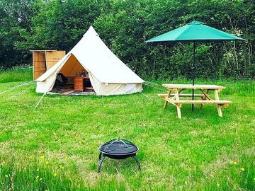 Bell tent outdoor area