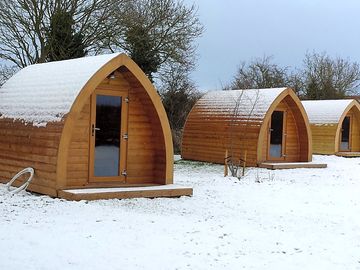Glamping pods in winter