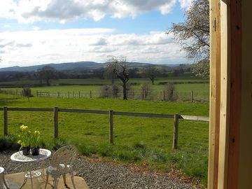 View from the washroom and patio area