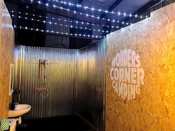 One of the showers, taken at night