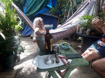 Relaxing in a hammock