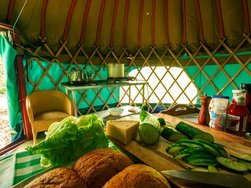 Shared kitchen yurt