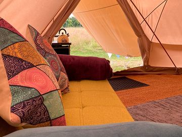 Inside the bell tent