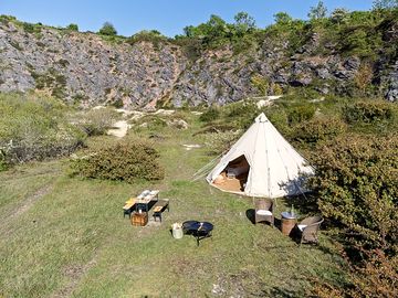 Tipi pitch in the quarry