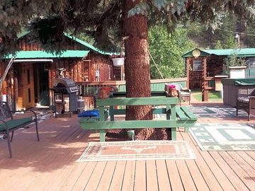Our gathering area sitting area, grill & hot tub