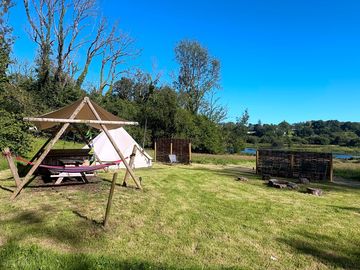 Bell tent with lake views