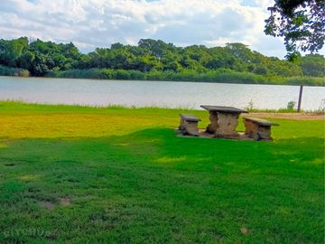 Pitch with picnic table