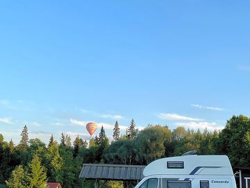 Hot-air balloons over the site