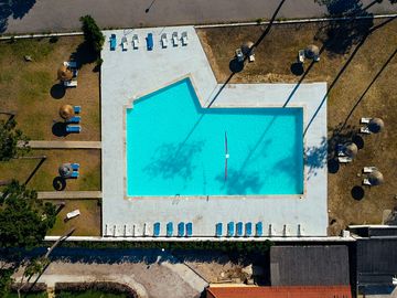 Aerial shot of the swimming pool