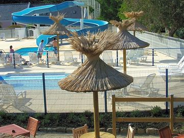 The water slide and the bar terrace