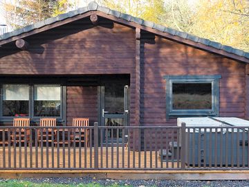 Cabin with a hot tub