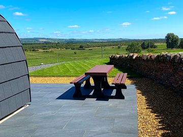 Patio with picnic-bench seating