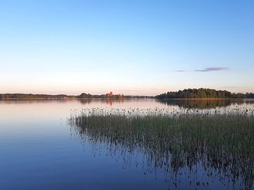 Trakai island castle view from the beach area