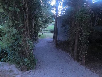 Wooded walk to the paddock