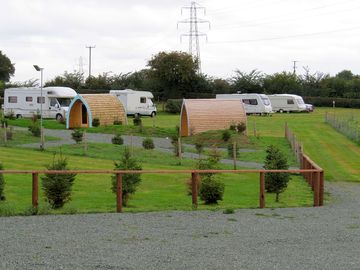 View to caravan pitches