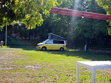 Shaded pitch under the trees