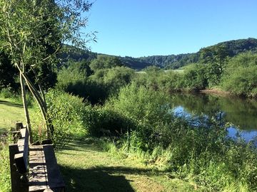 Willow bench overlooking the wye river
