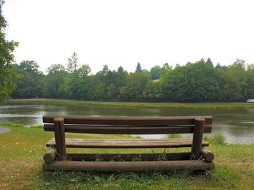 Take a seat and gaze at the lake
